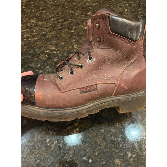 Red Wing Men's Brown Leather Combat Work Boots Size 9 Lace-Up Durable - Picture 6 of 13